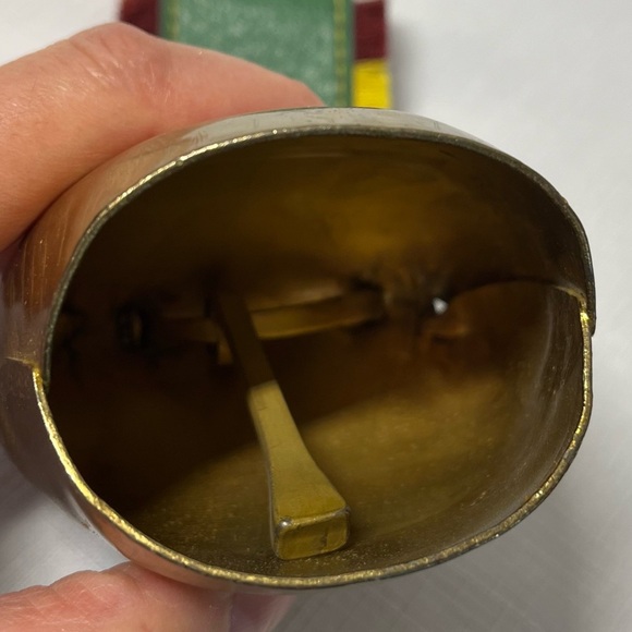 Vintage Hand Painted Brass Swiss Cow Bell w/ Fringed Leather Strap - Picture 3 of 6